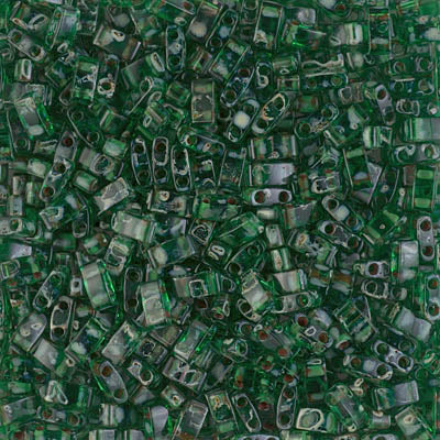 Half Tila Beads HTL-4507 Transparent Green Picasso x 10 g