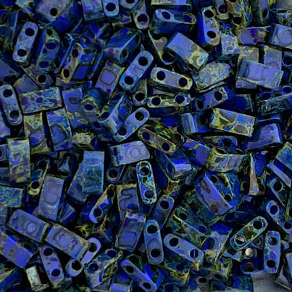 Half Tila Beads HTL-4518 Opaque Cobalt Picasso x 10 g
