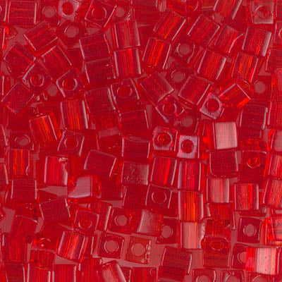 Square Beads 4 mm SB4-0140 Transparent Red Orange x 10 g
