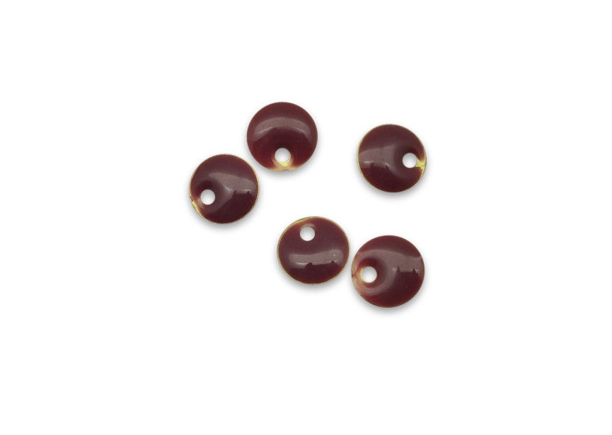 Pendentif émaillé Rond 8 mm Cassis x 5