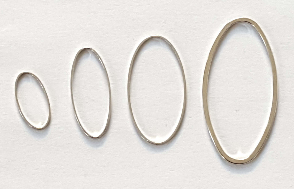 Anneau de Montage et Tissage Ovale Argenté 30 x 15 mm x 1