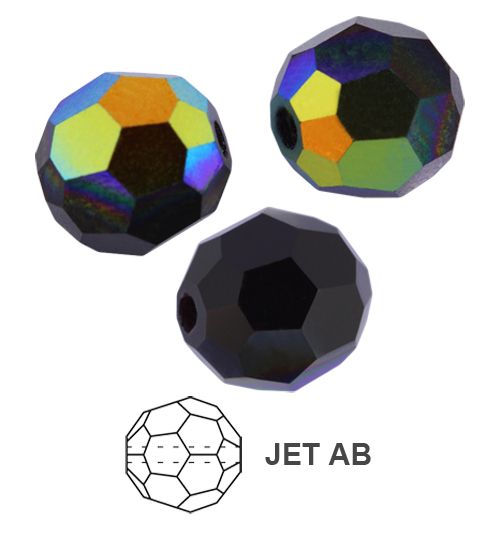 Rondes Preciosa MC Round Bead 4 mm - Jet AB x 20