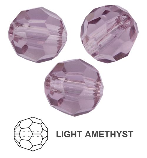 Rondes Preciosa MC Round Bead 4 mm - Light Amethyst x 20