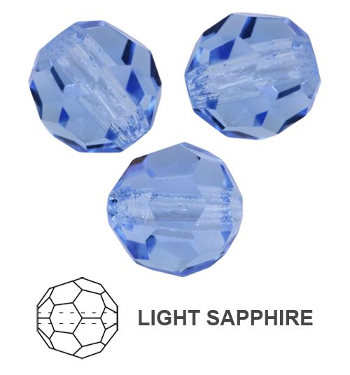 Rondes Preciosa MC Round Bead 4 mm - Light Sapphire x 20