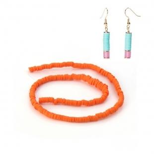 Perles Heishi en Pâte Polymère 5 x 1 mm Orange x 39 cm