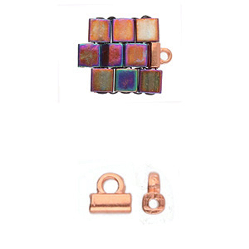 Cymbal - Embout de Tissage pour Perles Tila - Soros Doré Rose x 1