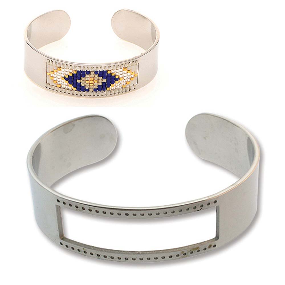 Bracelet pour tissage de perles Miyuki 7 rangs Rhodié x 1