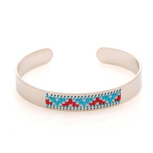 Bracelet pour tissage de perles Miyuki 3 rangs Rhodié x 1