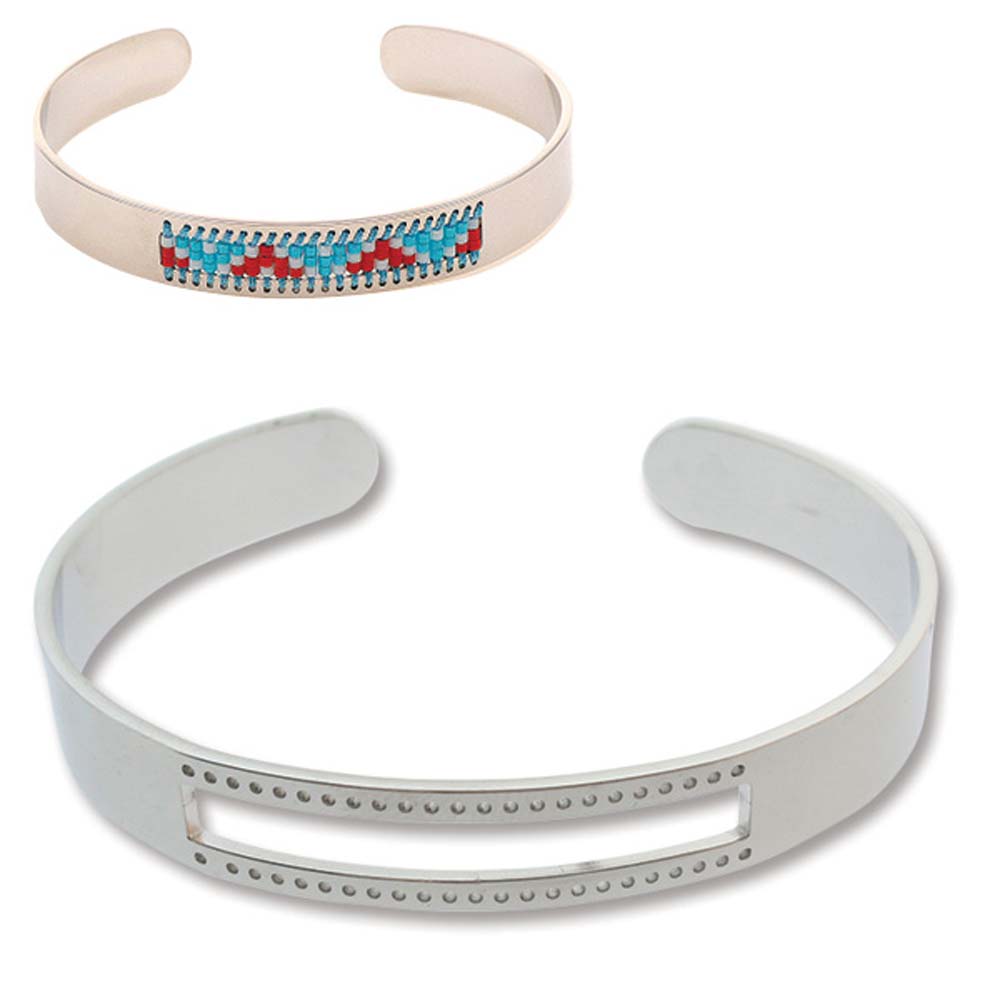 Bracelet pour tissage de perles Miyuki 3 rangs Rhodié x 1