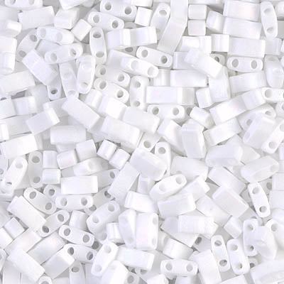 Half Tila Beads HTL-0402FR Mat White AB x 10 g