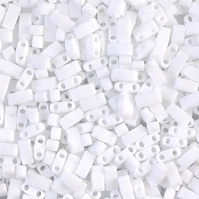 Half Tila Beads HTL-0402F White Opaque Mat x 10 g