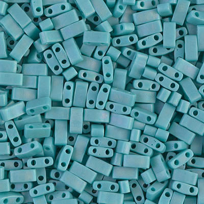 Half Tila Beads HTL-0412FR Mat Opaque Turquoise Green AB x 10 g