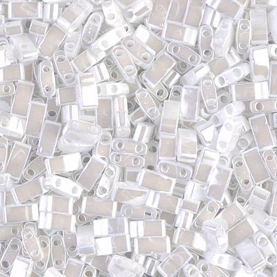 Half Tila Beads HTL-0420 White Pearl Ceylon x 10 g