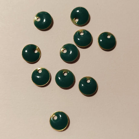 Pendentif émaillé Rond 8 mm Turquoise  x 5