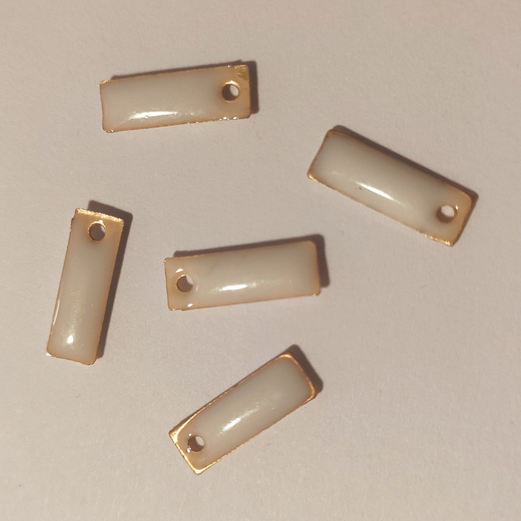 Pendentif émaillé Rectangle 15x5 mm Blanc x 5