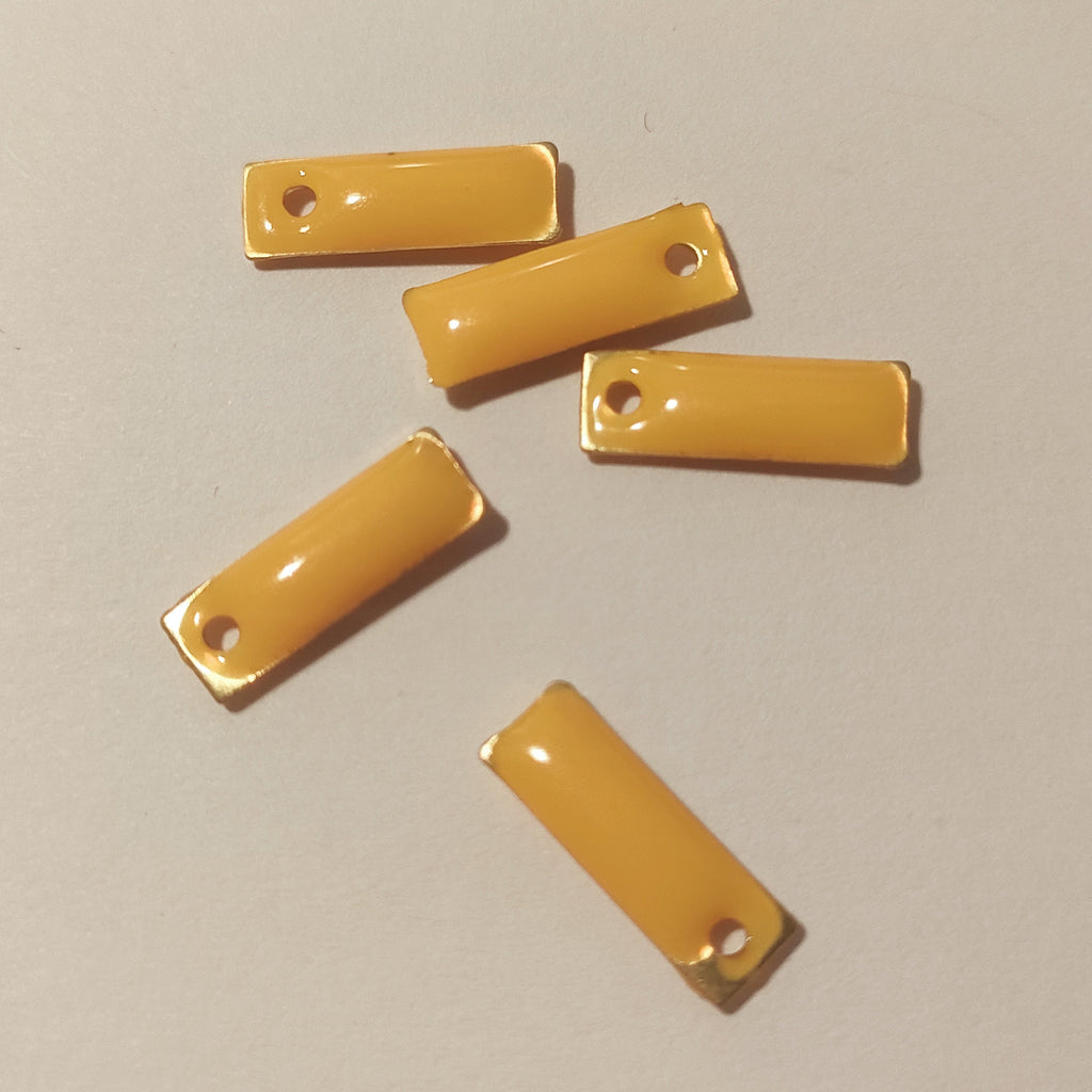 Pendentif émaillé Rectangle 15x5 mm Jaune x 5