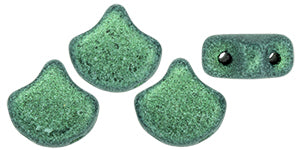 Ginkgo Bead 7.5 x 7.5 mm Light Green Metallic Suede x 10 g