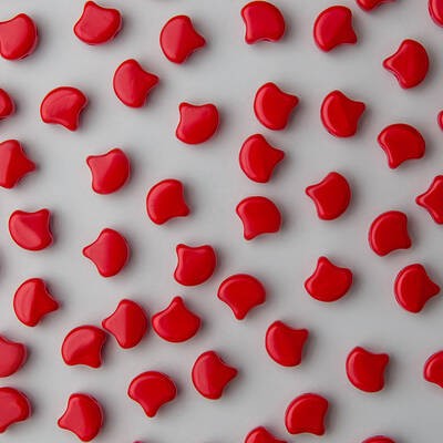 Ginkgo Bead 7.5 x 7.5 mm Opaque Red x 10 g