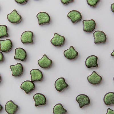 Ginkgo Bead 7.5 x 7.5 mm Polychrome Olive Mauve x 10 g