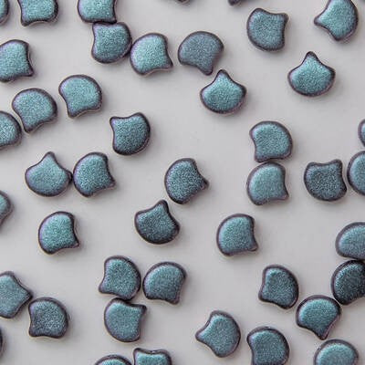 Ginkgo Bead 7.5 x 7.5 mm Polychrome Orchid Aqua x 10 g