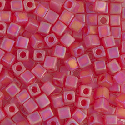 Square Beads 1.8 mm SB-0141FR Mat Transparent Ruby AB x 10 g