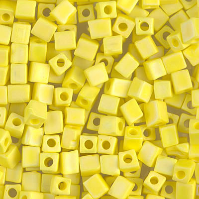 Square Beads 1.8 mm SB-0404FR Mat Opaque Yellow AB x 10 g