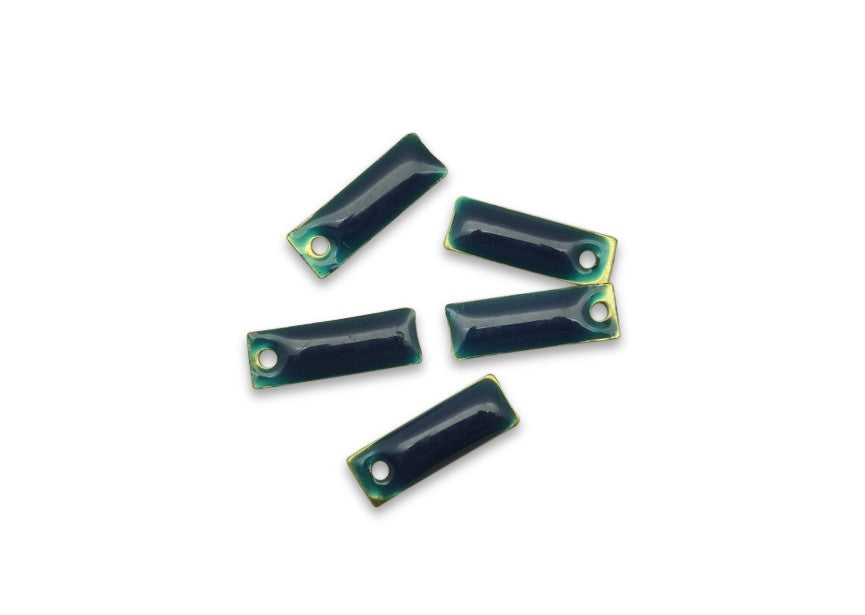 Pendentif émaillé Rectangle 15x5 mm Bleu x 5