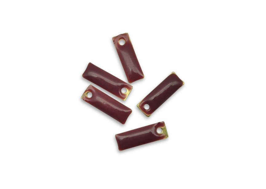 Pendentif émaillé Rectangle 15x5 mm Cassis x 5