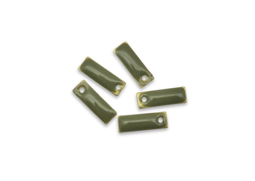 Pendentif émaillé Rectangle 15x5 mm Khaki x 5
