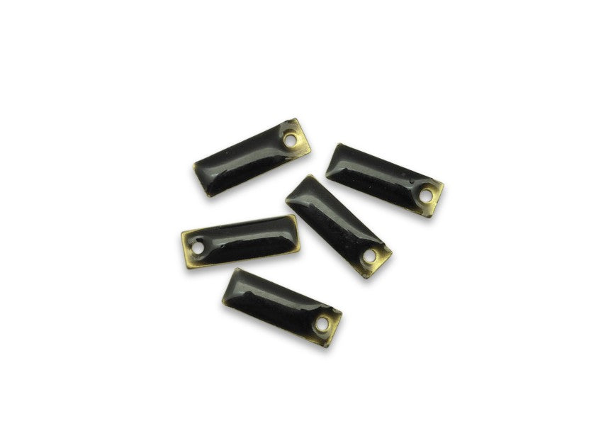 Pendentif émaillé Rectangle 15x5 mm Noir x 5