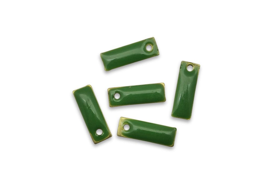 Pendentif émaillé Rectangle 15x5 mm Vert x 5
