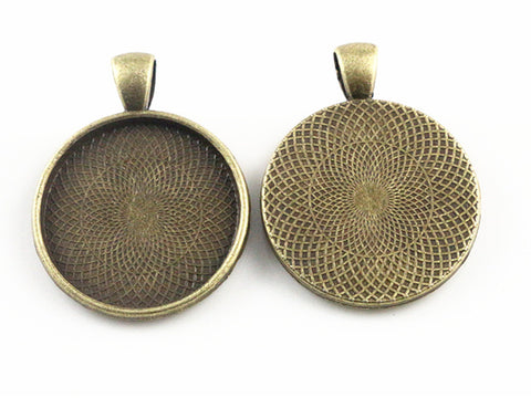 Pendentif pour Cabochon 25 mm Bronze x 1