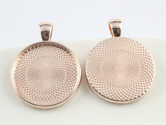 Pendentif pour Cabochon 25 mm Doré Rose x 1