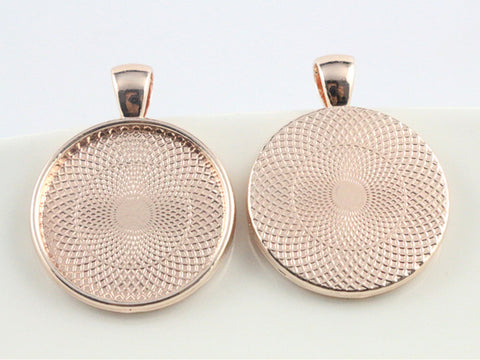 Pendentif pour Cabochon 25 mm Doré Rose x 1