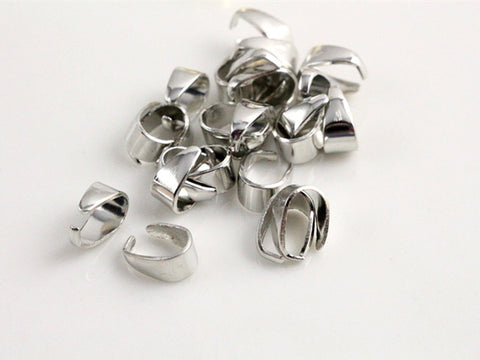 Attache pendentif simple Rhodié x 20