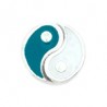 Perles Rondes "Yin et Yang" en Zamac et Email 12 mm Petrol/White x 1