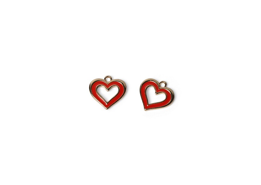 Pendentif Email Coeur 13.5x14 mm Rouge x 1