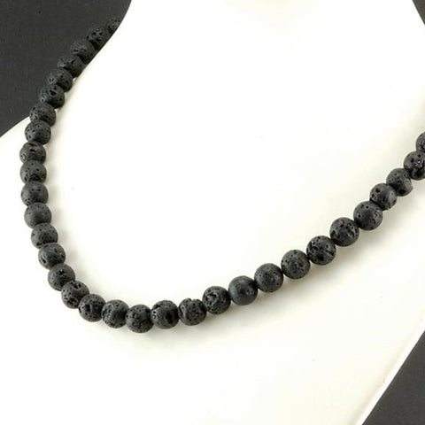 Perles en Lave Noire Rondes 8 mm x 10