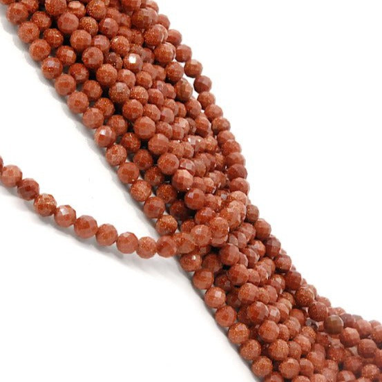 Perles en Goldstone Rondes Facett&eacute;es 6 mm x 15