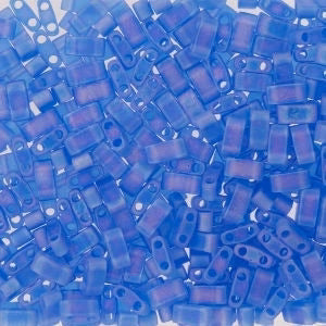 Half Tila Beads HTL-0150FR Mat Transparent Sapphire Blue AB x 10 g