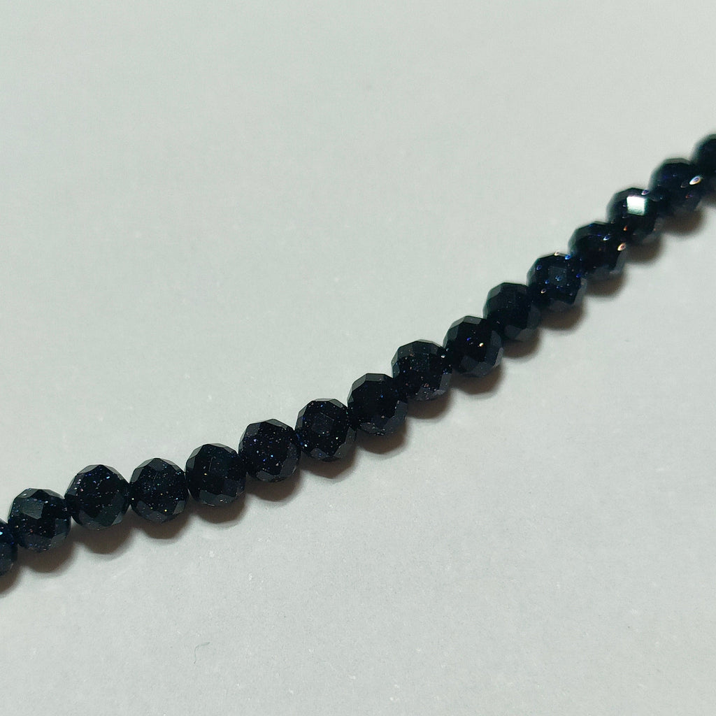 Perles en Goldstone Rondes Facett&eacute;es Bleu Nuit 3 mm x 25