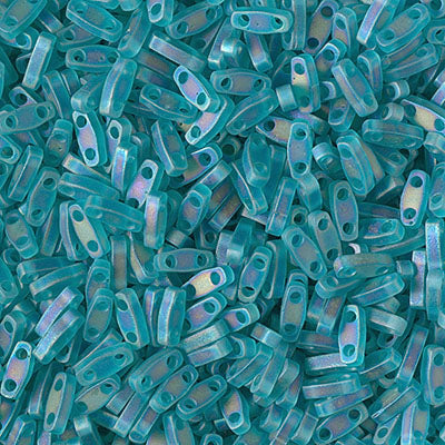 Quarter Tila Beads QTL-2405FR Mat Transparent Teal AB x 10 g