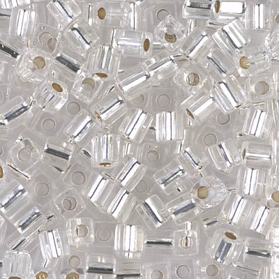 Square Beads 4 mm SB4-0001 Silverlined Crystal x 10 g