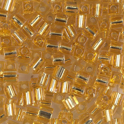 Square Beads 4 mm SB4-0003 Silverlined Gold x 10 g