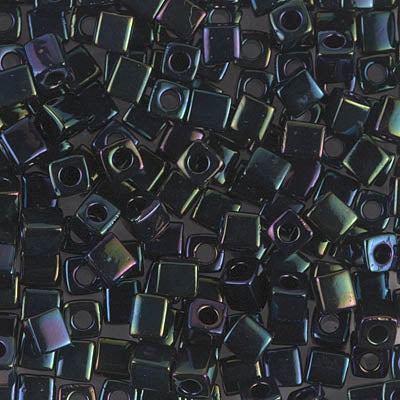 Square Beads 4 mm SB4-0452 Metallic Dark Blue Iris x 10 g