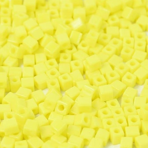 Square Beads 4 mm SB4-0404 Opaque Yellow x 10 g