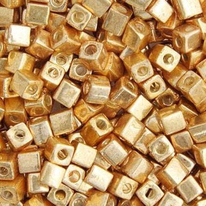 Square Beads 4 mm SB4-1053 Galvanized Yellow Gold x 10 g