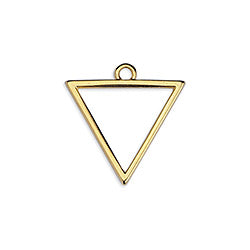 Breloque/Pendentif en M&eacute;tal Triangle 17 mm Dor&eacute; &agrave; l'Or Fin x 2