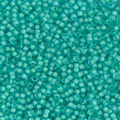Rocailles Miyuki 11/0 RR 11-1927 Semi-Frosted Mint Lined Aqua x 8 g