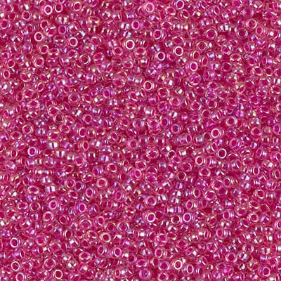Rocailles Miyuki 15/0 RR 15-355 Hot Pink Lined Crystal AB x 8 g